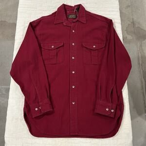 Vintage Eddie Bauer Mens Flannel Chamois Button Up Long Sleeve Red Size M USA